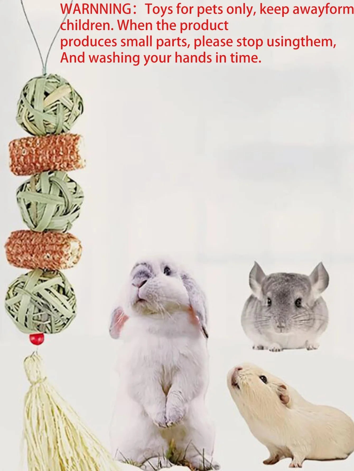 -pet Rabbit Grass Woven Ball Hanging String Rabbit Grinding Toy Hay &