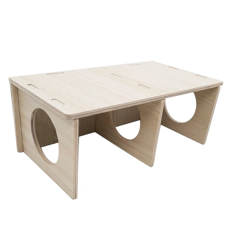 Natural Wood Multi-Chamber Hamster Hideout