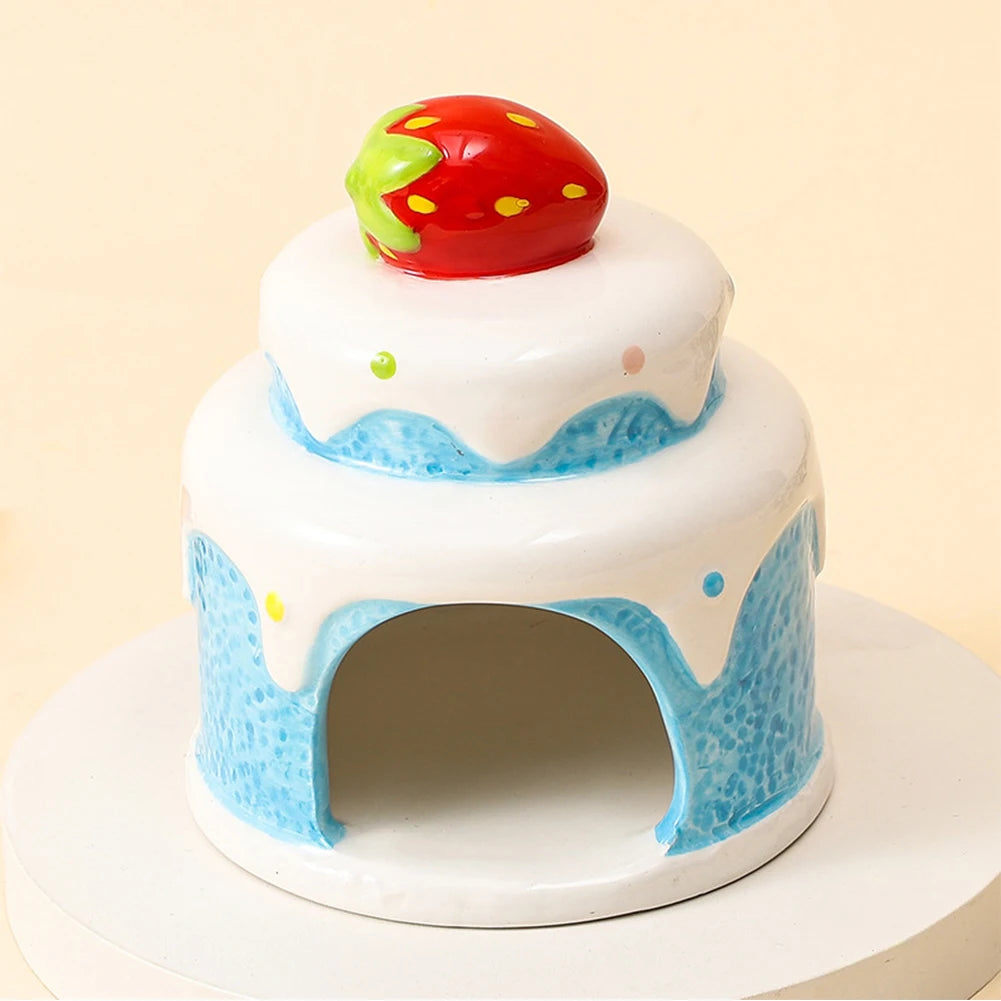 Ceramic Hamster House for Small Animals Outdoor Mushroom Cave Small Animal