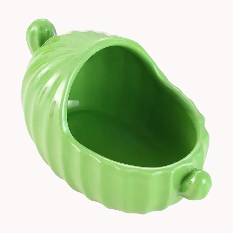 Hamster Ceramic Nest Green Cactus Theme Feeding Bowl Water Bottle Holder