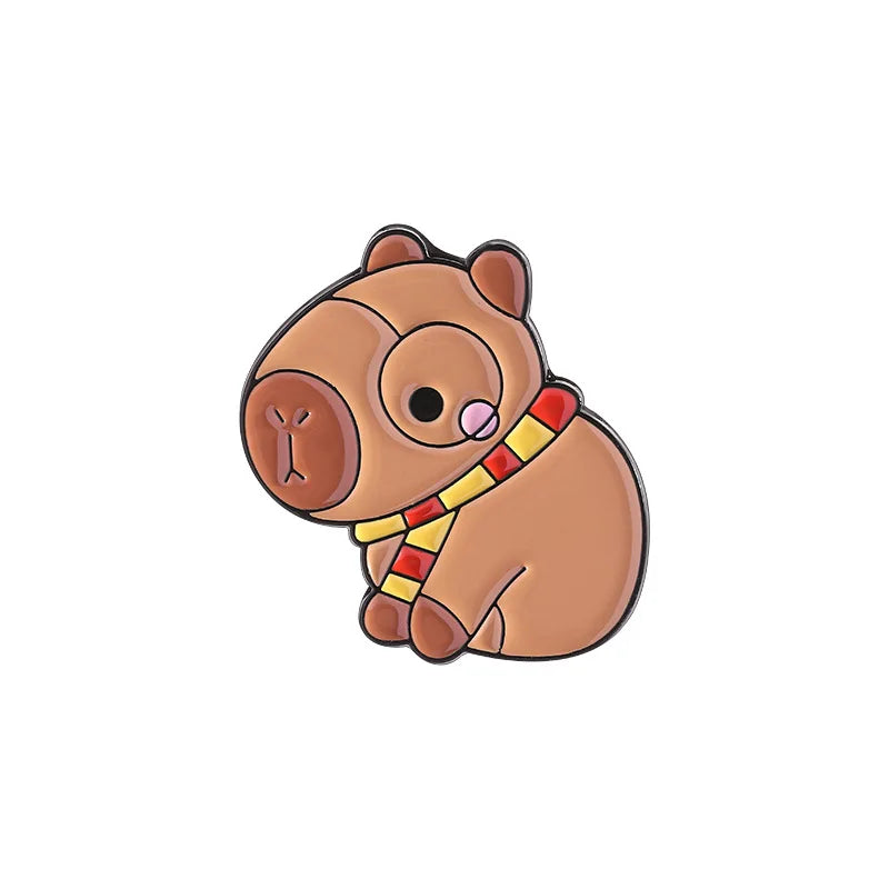 Cute Animal Capybara Enamel Pins Cartoon Partridge Crocodile Magic Scarf Cavy Lapel Badges Backpack Jewelry Gifts For Kids