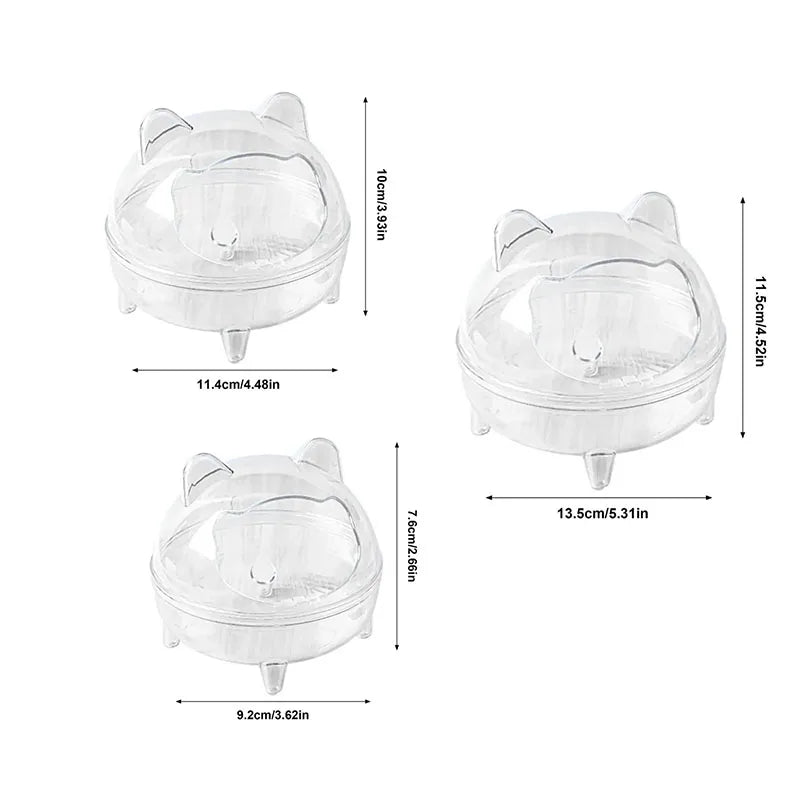 Clear hamster sand bath house for a tidy Burrowly small pet habitat.
