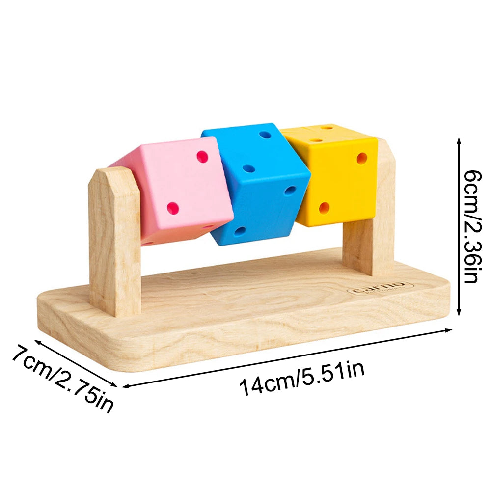 Wooden chew platform toy for hamster and gerbil enrichment from Burrowly.