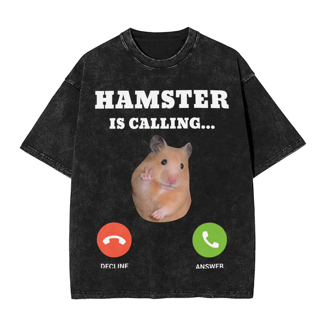 Cyber Hamster Meme Funny Animal Washed T Shirts Streetwear Hip Hop Vintage T-Shirt Tees Tops Men Women Cotton High Street Summer