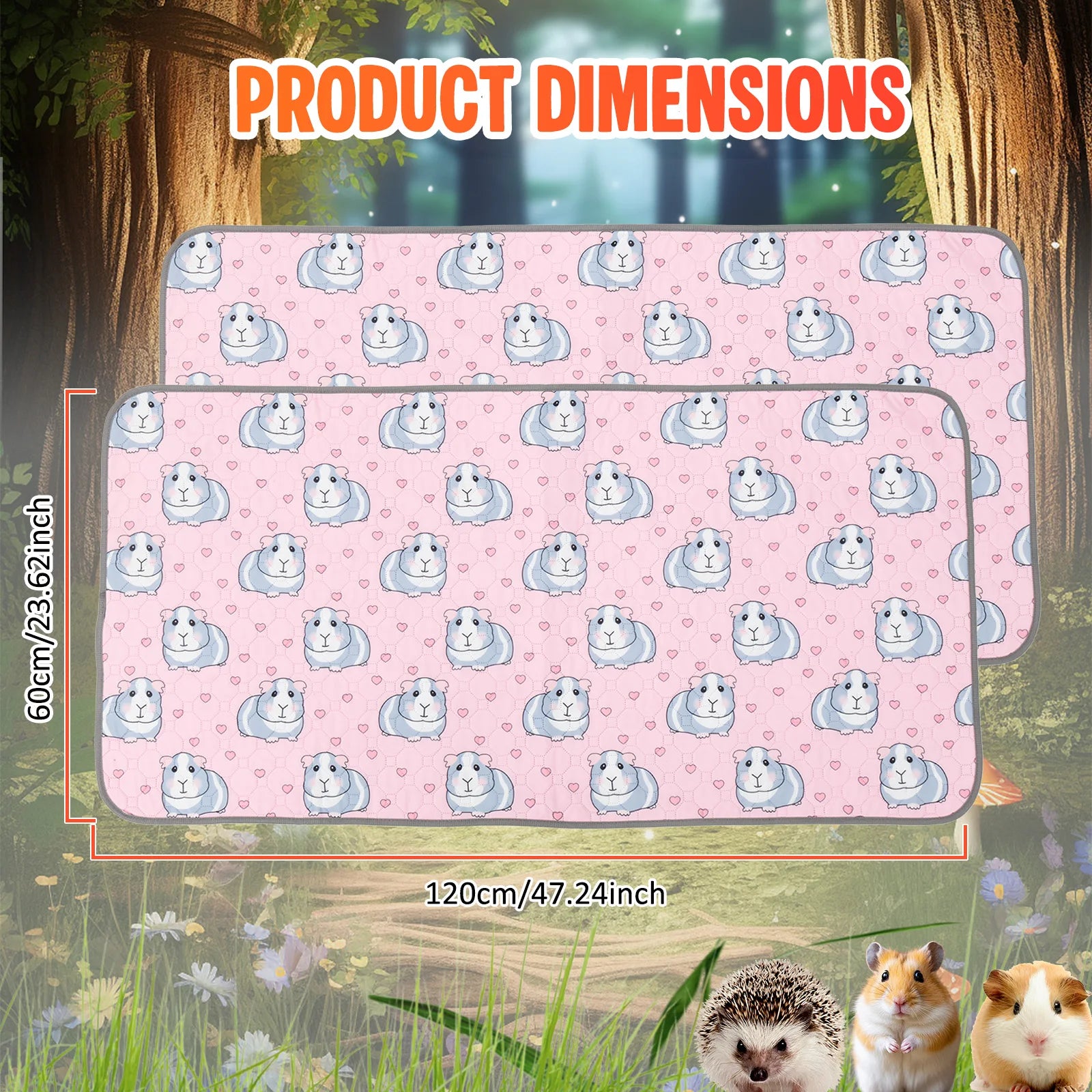 Reusable Guinea Pig Cage Liner Pad - 2 Pack for guinea pigs, rabbits, hamsters, and hedgehogs from Burrowly small pet supplies.