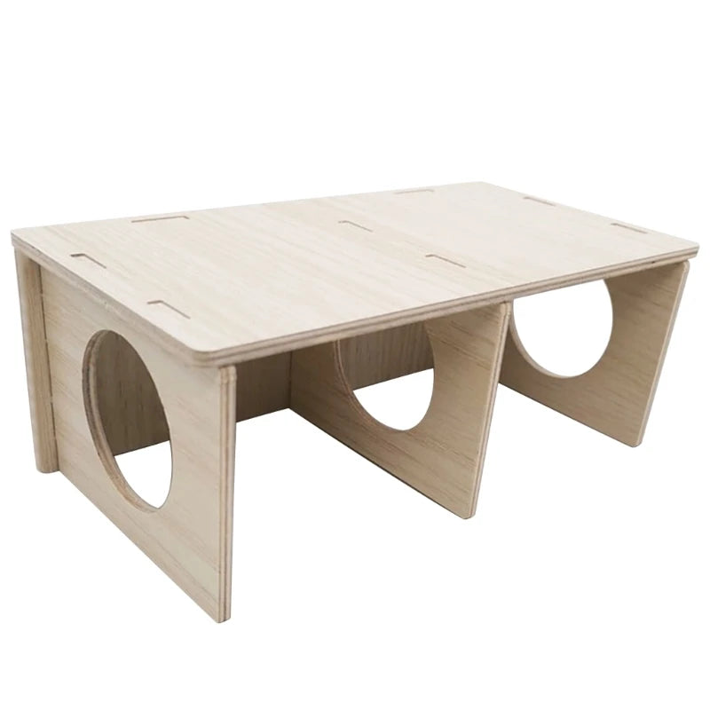 Natural Wood Multi-Chamber Hamster Hideout