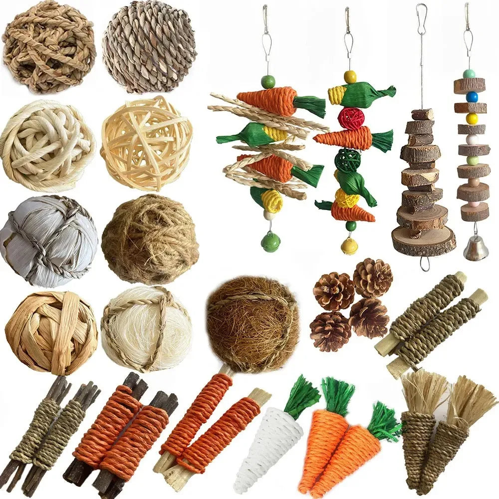 Small Animal Chew Toys for Ribbit Bunny Hamster Guinea Chinchillas Tooth for Burrowly cleaning and small pet care.