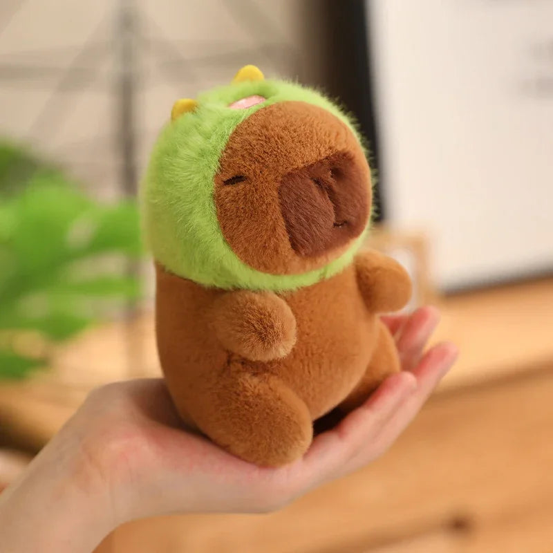 Cute Capybara Plush Toy with Hat Simulation Capybara Cosplay Crab Rabbit Cat Doll Small Size Stuffed Animals Bag Pendant Gift