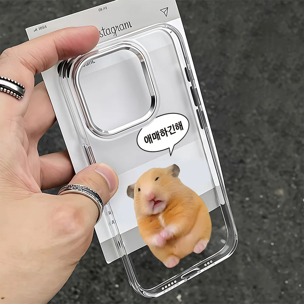 Korean Ins Funny HamsterS Phone Case For iPhone 17e 17 16e 16 15 14 13 12 11 mini Pro Max Air Plus Transparent Soft Cover