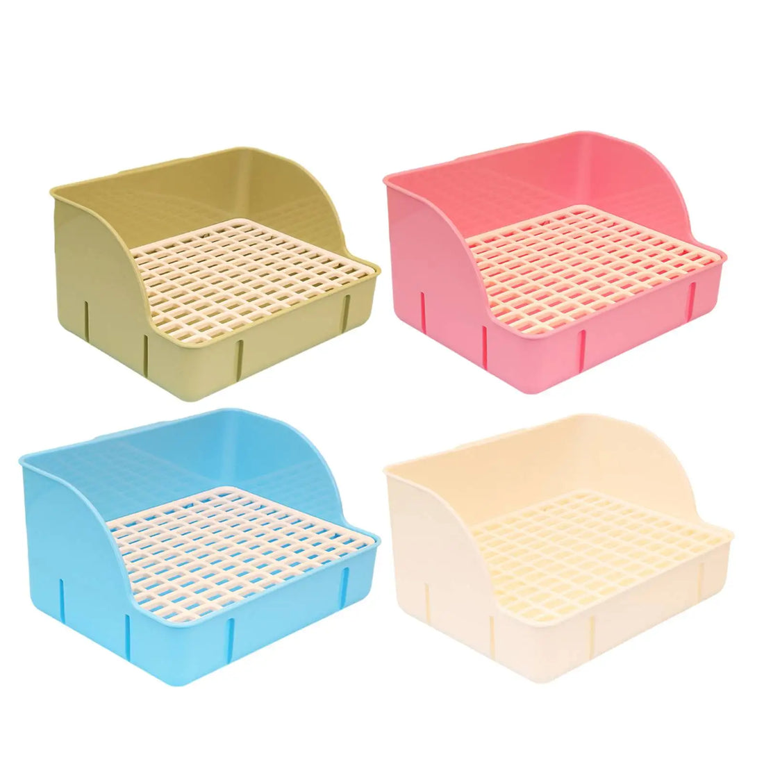 Rabbit Corner Litter Box with Splash Guard for rabbits, chinchillas, and rats from Burrowly small pet supplies.