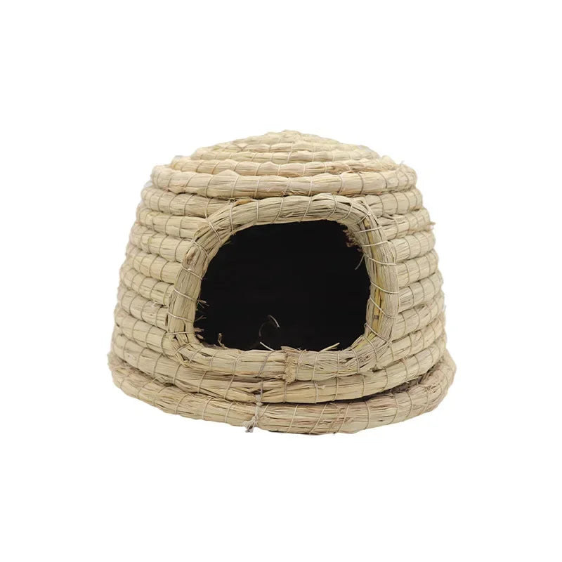 Natural Straw Woven Grass Bed for Small Pets for rabbits, hamsters, chinchillas, and mice from Burrowly small pet supplies.