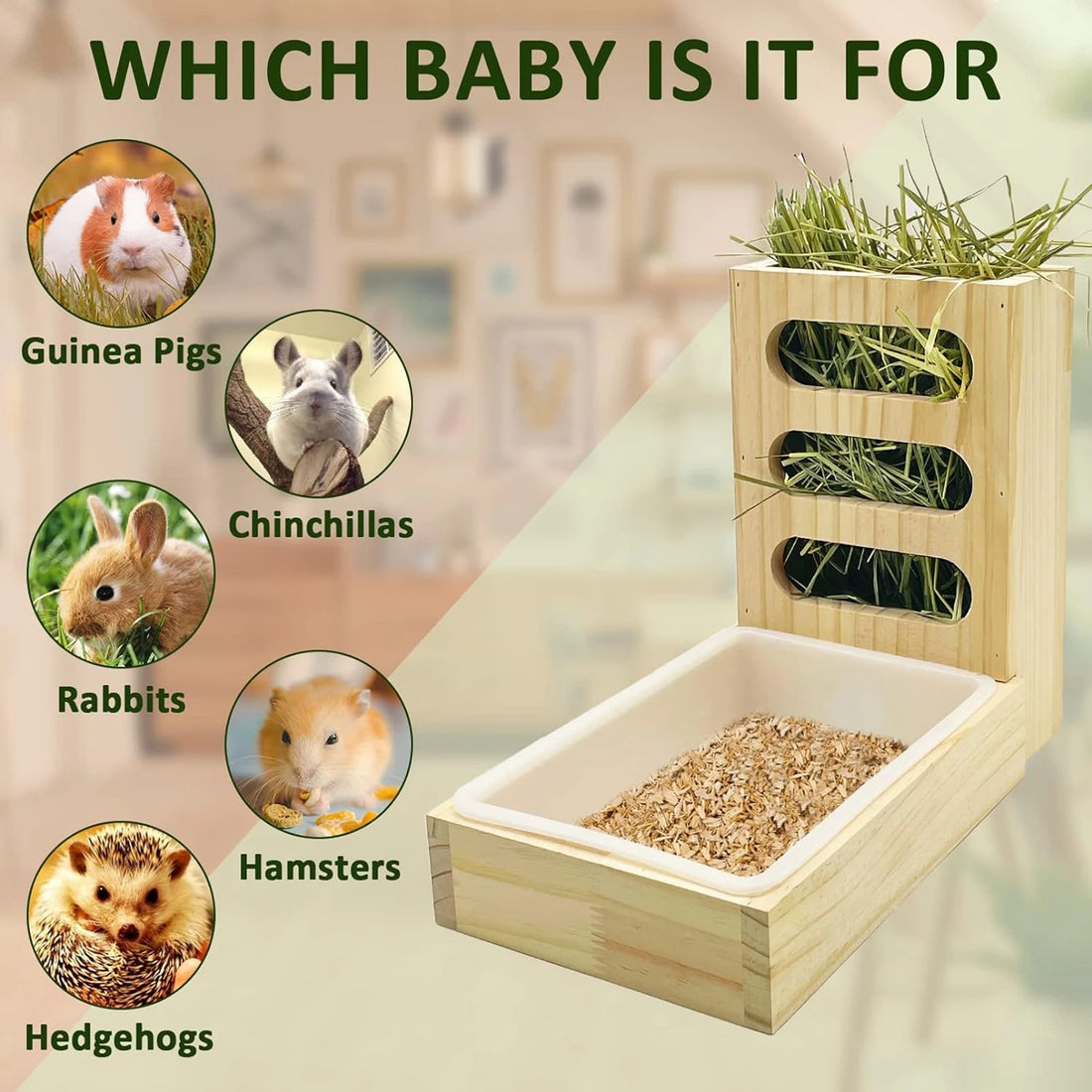 Rabbit Hay Feeder with Litter Box Hay Rack Feeder Small Animal Hay Holder for Burrowly hay & forage and small pet care.