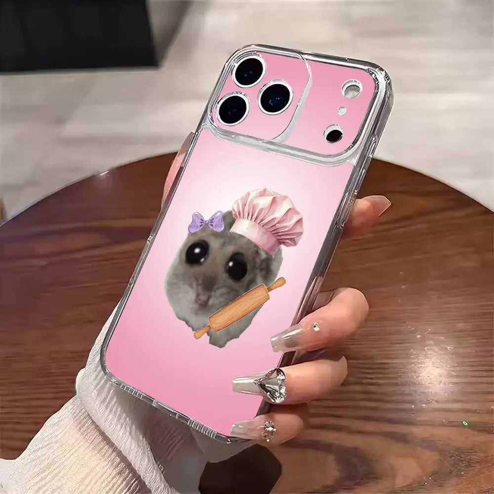 Cute Mouse Rat Hamster  Phone Case For iPhone 17 16 15 14 13 12 11 Mini Pro Max Plus Transparent Cover
