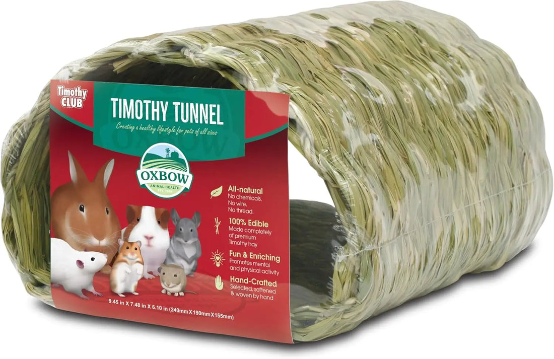 Natural Timothy Hay Tunnel for Small Pets - Edible Hideout, Chew Toy & Cage Accessory for Rabbits, Guinea Pigs, Chinchillas, Rats