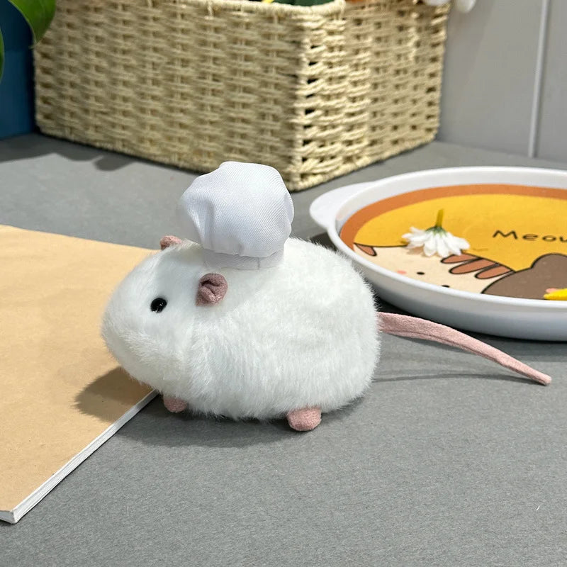 12CM Kawaii Cartoon Simulation Anime Flower Branch Mouse Stuffed Animal Plush Toy Children's Hamster Handmade Doll Festival Gift