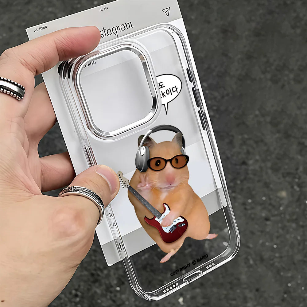 Korean Ins Funny HamsterS Phone Case For iPhone 17e 17 16e 16 15 14 13 12 11 mini Pro Max Air Plus Transparent Soft Cover