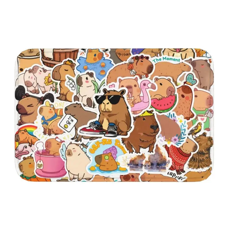 Custom Cute Giant Cavy Capybara Doormat Non-Slip Bathroom Kitchen Mat Living Room Floor Door Entrance Carpet Rug