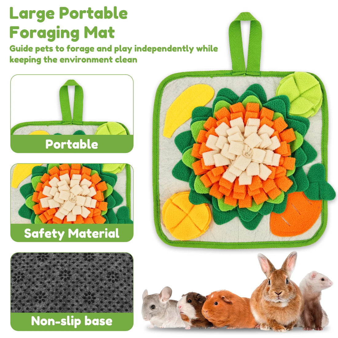 Small Pet Foraging Blanket for rabbits, guinea pigs, and chinchillas from Burrowly small pet supplies.
