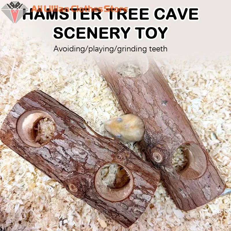 Hamster Natural Wooden Forest Hollow Tree Trunk Tunnel Tube Toy Tunnel for Burrowly tunnels and small pet care.