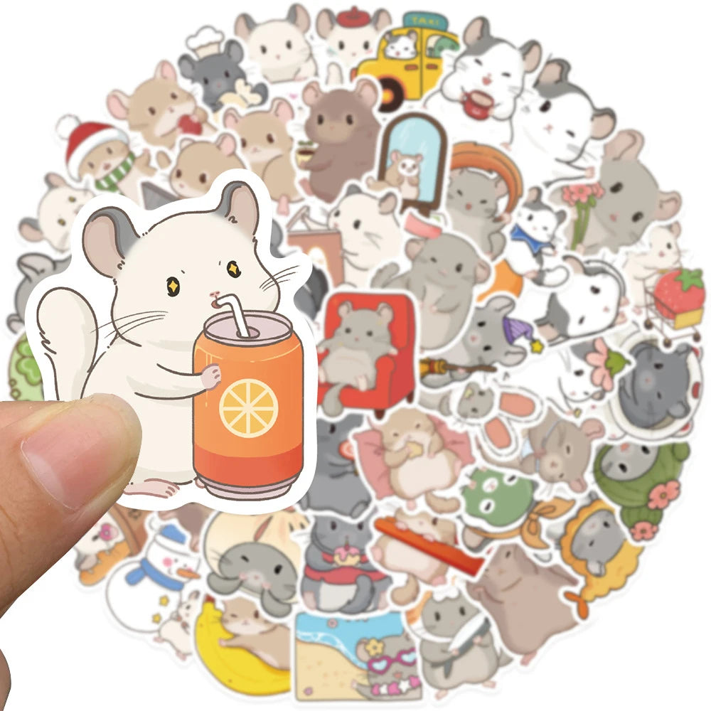 10/30/50pcs Kawaii Cute Cartoon Chinchilla Stickers Funny Creative Graffiti Sticker Skateboard Phone Suitcase Decals Decoration