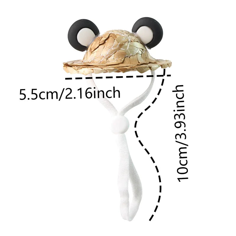 Cute Hamster Hat Small Pet Straw Hat Chipmunk Guinea Pig Hamster Decoration Accessories Adjustable Hamster Hat Small Pet Supplie