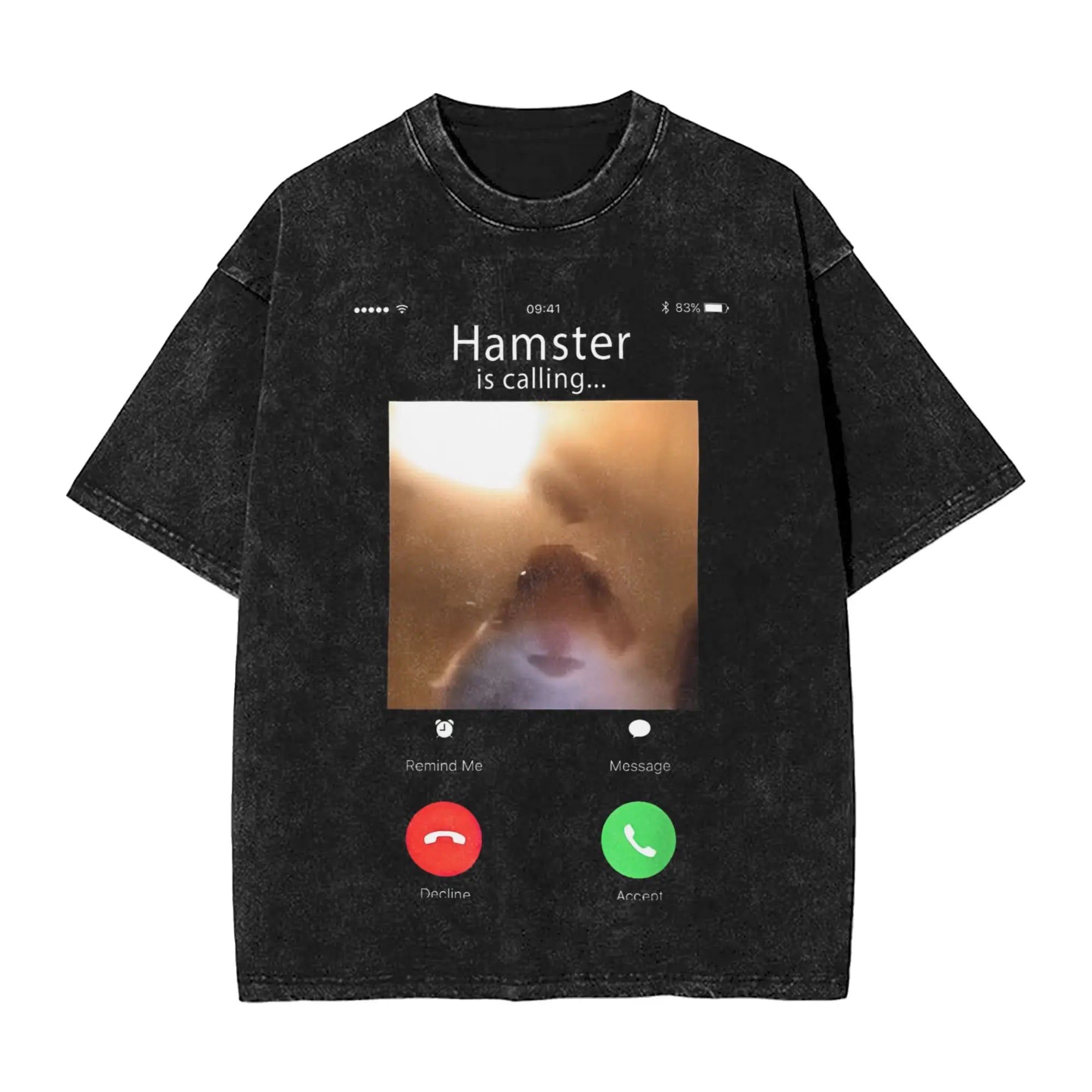 Cyber Hamster Meme Funny Animal Washed T Shirts Streetwear Hip Hop Vintage T-Shirt Tees Tops Men Women Cotton High Street Summer