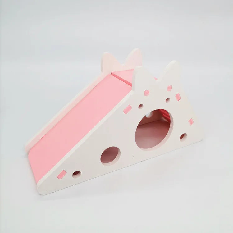 Colorful Wooden Hamster Slide House Toy Assembled Small Pet Cage Toys for