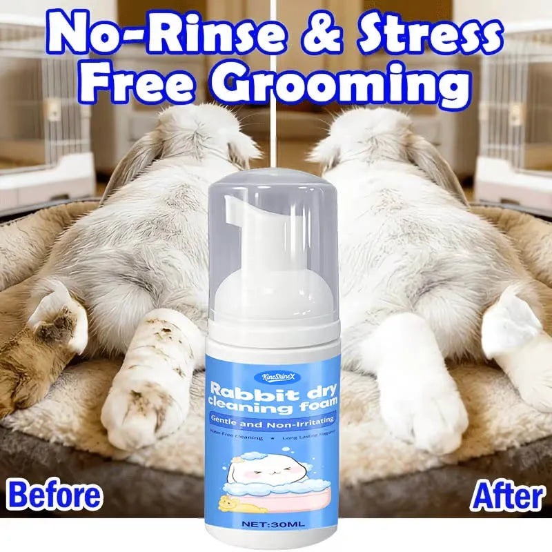 Bunny Dry Cleaning Foam | Water-Free Gentle Cleansing for Rabbits-Odor Eliminator-No-Rinse Hypoallergenic Pet Grooming Foam,30ml