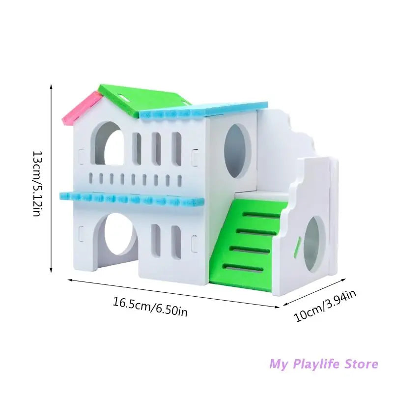 Hamster Wood House Hut Small Animal Rat Mouse Sleeping Nest Wooden Toy