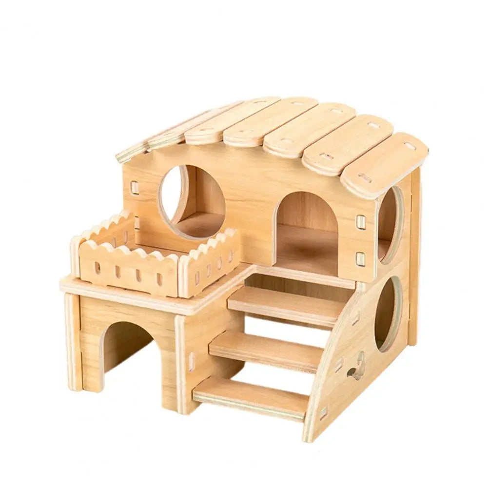 Hamster Wooden Small Villa Swing Seesaw Pet Climbing Play Hut Chews Toy Hamster Sleeping Nest Hide Out Quail Rutin Chicken Toy
