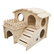 Pet Small Animal Hideout Hamster House Luxury Two Layers Wooden Climbing for Burrowly cozy hides and small pet care.