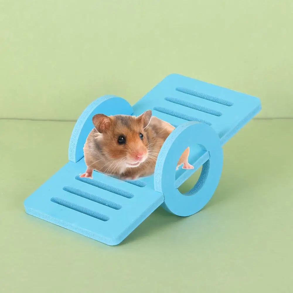 1 Pieces Hamster Toys Set Include Wooden Hamster House Rainbow Bridge Cozy