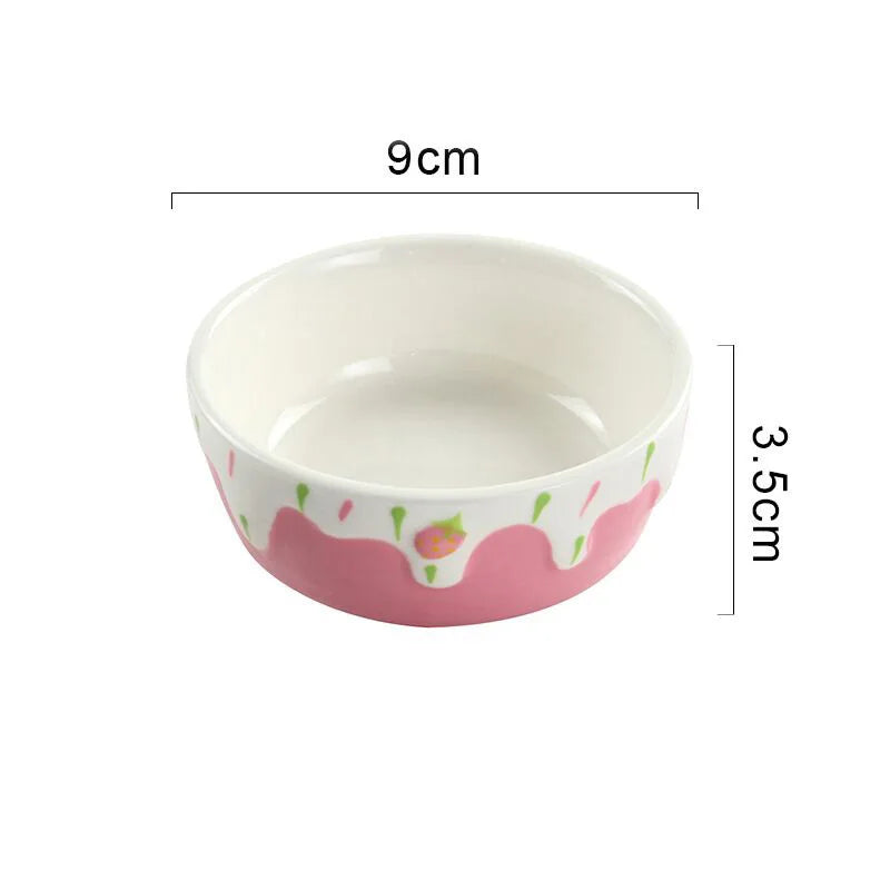 Anti-Rollover Ceramic Food Bowl for Small Pets