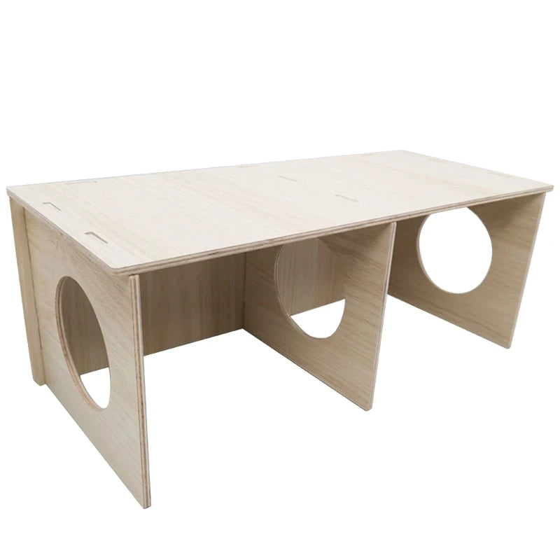 Natural Wood Multi-Chamber Hamster Hideout