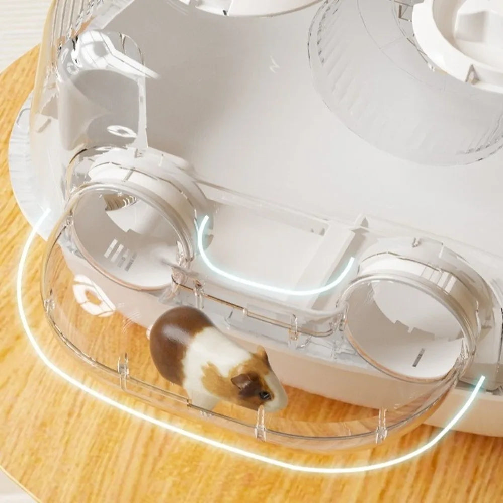 Large Capacity Hamster Cage Transparent 2-layer Platform Hamster Villa for Burrowly cozy hides and small pet care.