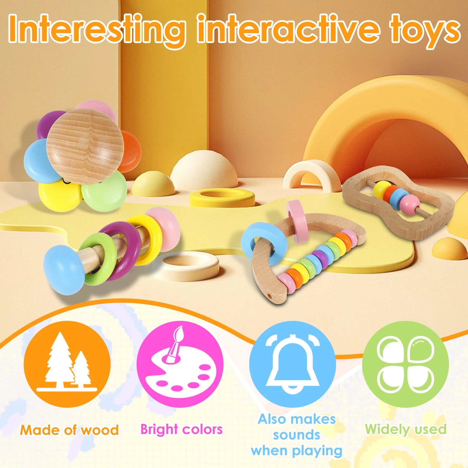 4Pcs/Set New Pet Gnawing Toy Wooden Pet Molars Interactive Toy Rabbit and Hamster Toys Suitable for Various Small Rodent Pets