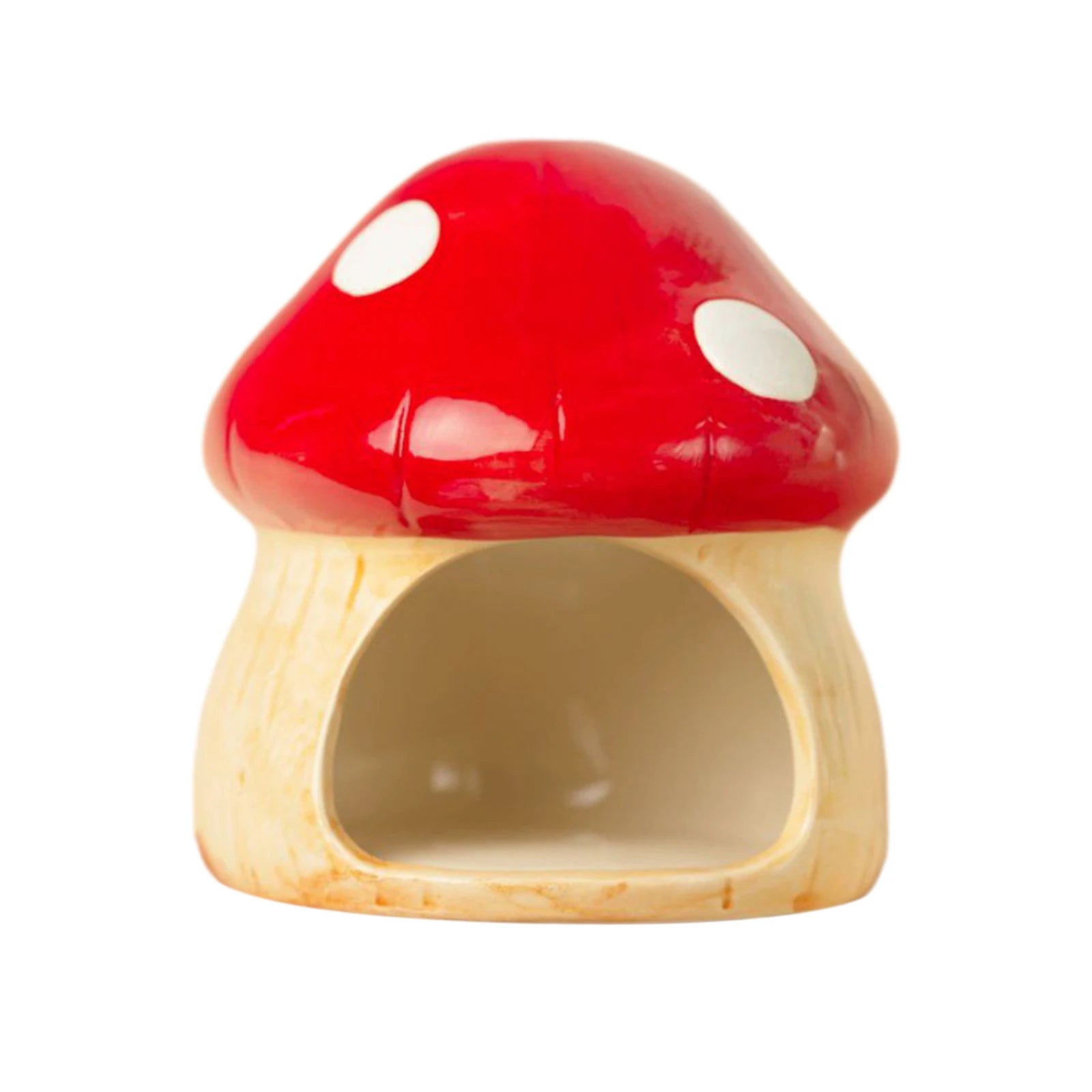 Ceramic Mushroom Hideout for Hamsters for hamsters, mice, and gerbils from Burrowly small pet supplies.