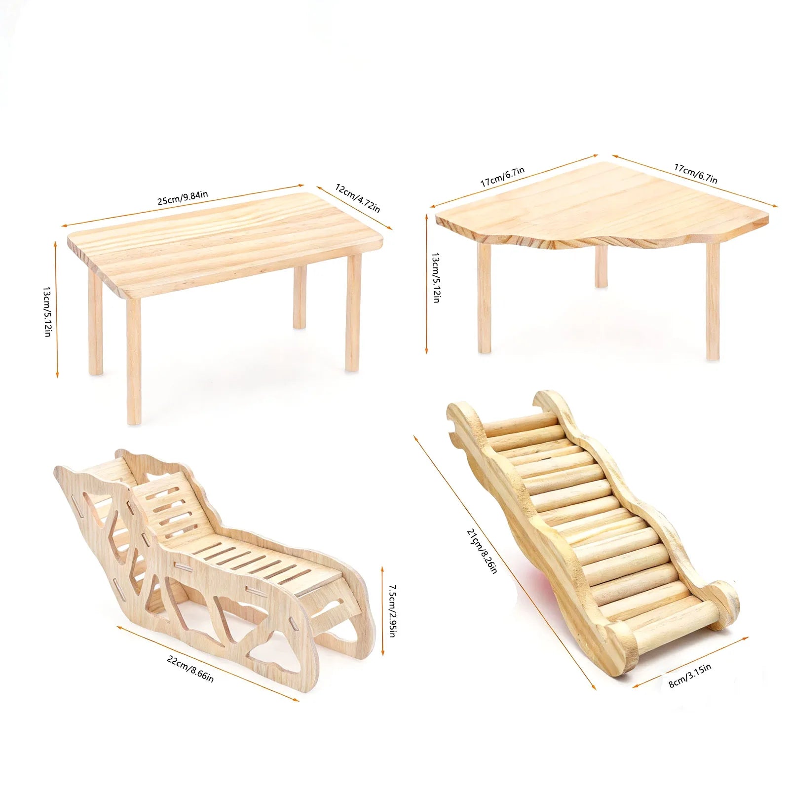 Wooden-hamster Cage with Two Level Platforms and Stairs Fan Shaped Design
