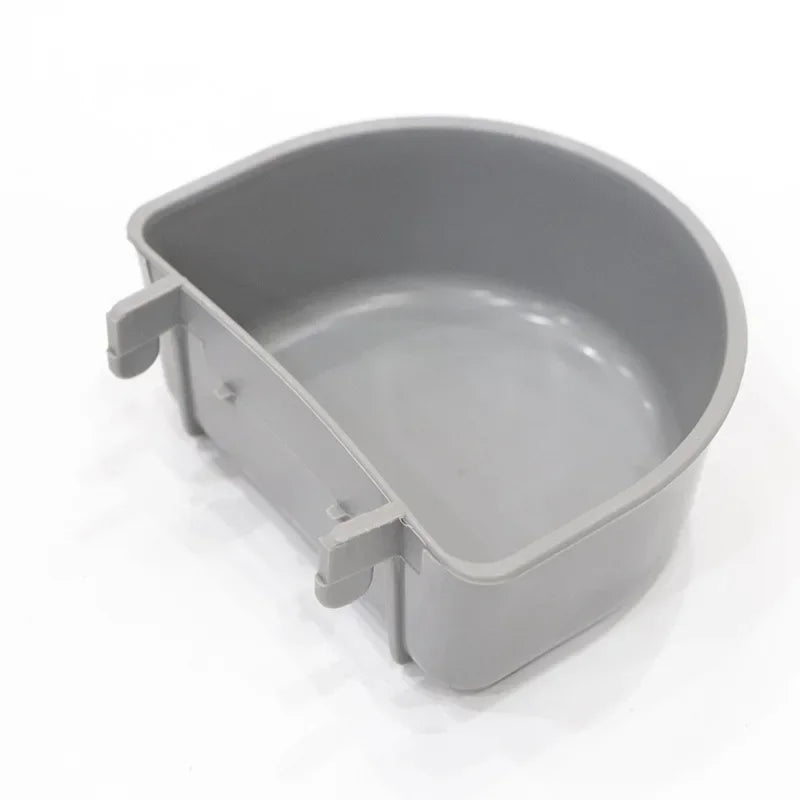 Hanging small animal food and water bowl for cage feeding from Burrowly.