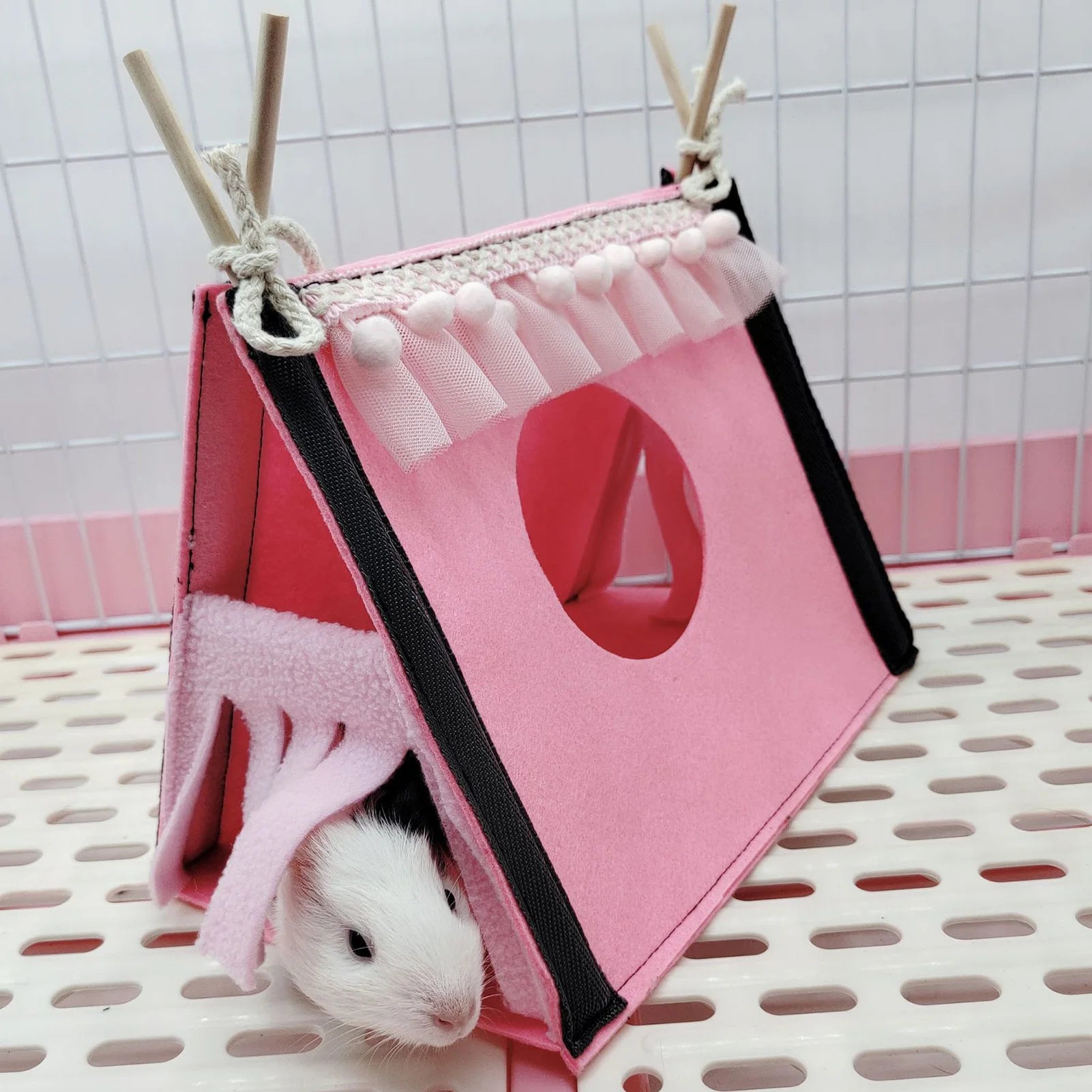 Foldable guinea pig hideout tunnel for cozy small pet play from Burrowly.