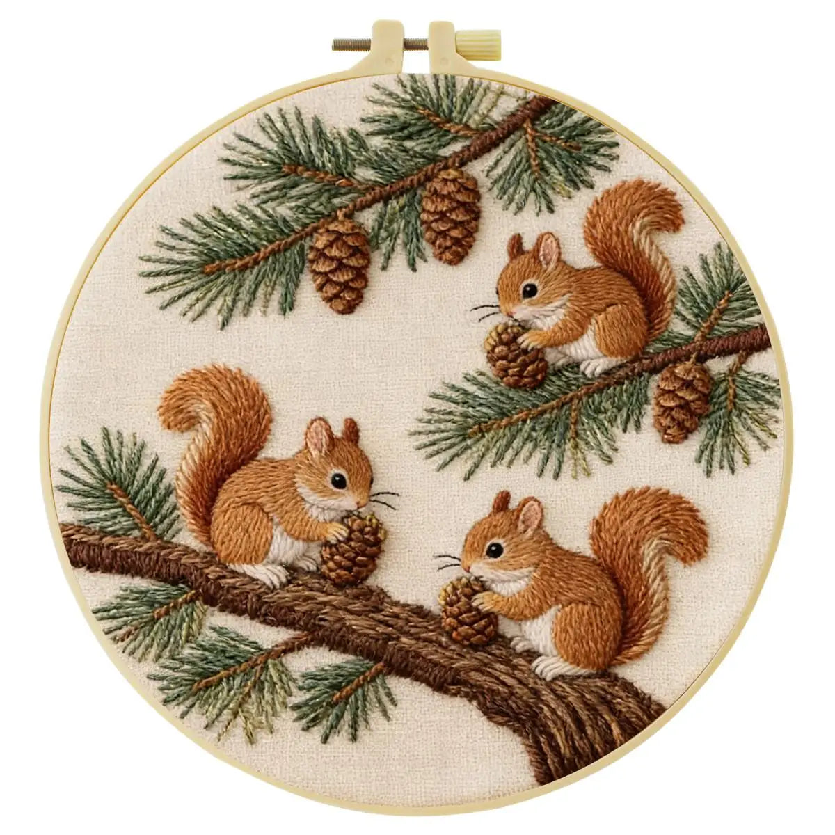 1pc 20X20CM/15X15CM 7.87/6.3inch Animal - Squirrel Embroidery Starter Kit DIY kit DIY embroidery kit manualidades Craft Painting