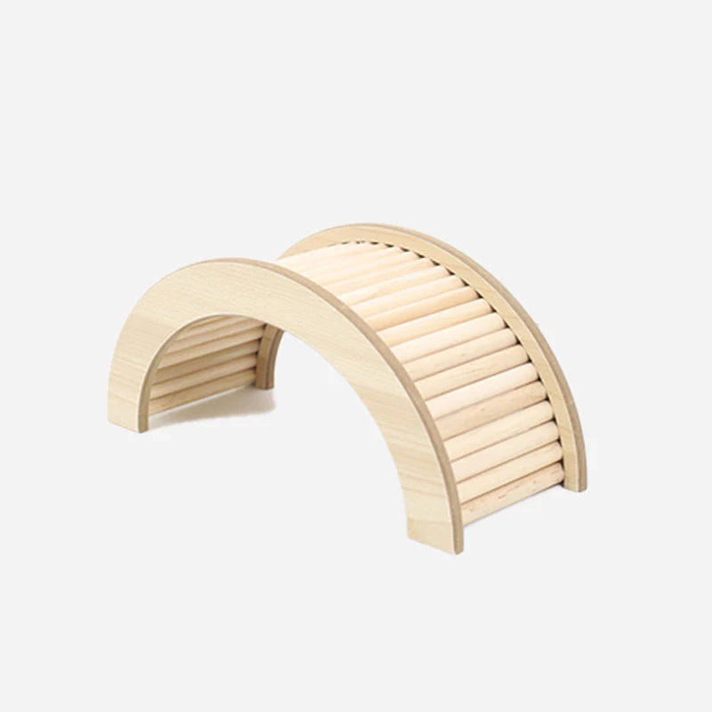 Flexible wooden bridge ladder for small pet habitat enrichment from Burrowly.