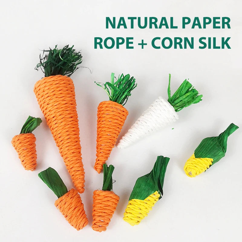 Corn and Carrot Woven Chew Balls for Hamsters for hamsters, rabbits, gerbils, and mice from Burrowly small pet supplies.