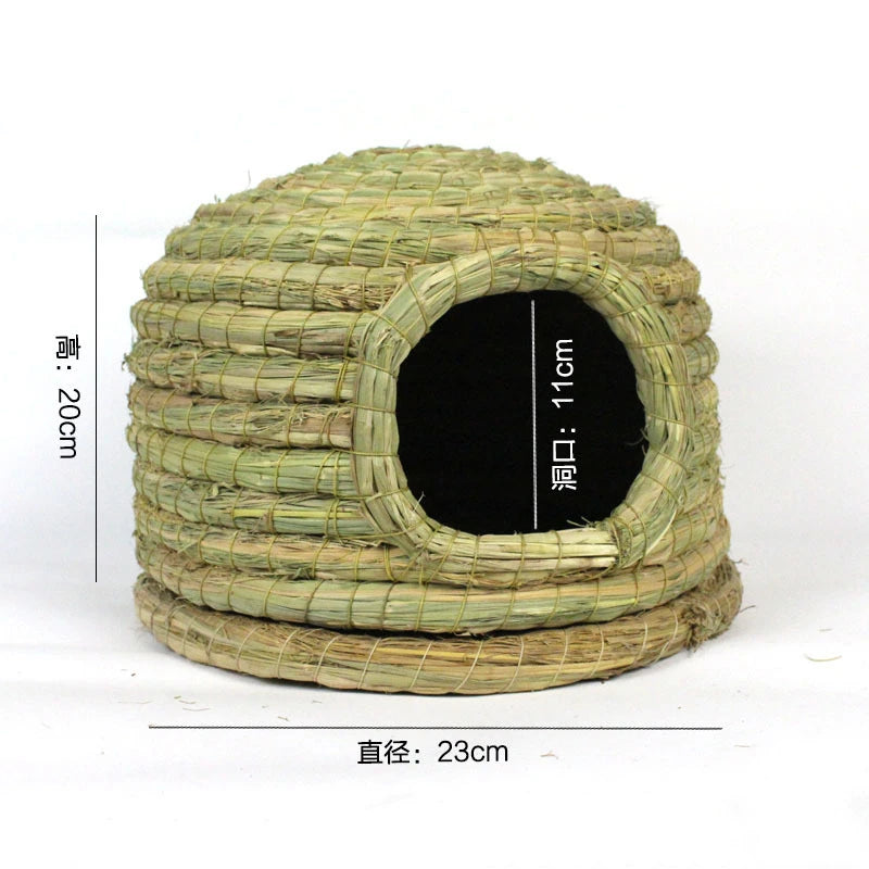 Natural Straw Woven Grass Bed for Small Pets for rabbits, hamsters, chinchillas, and mice from Burrowly small pet supplies.