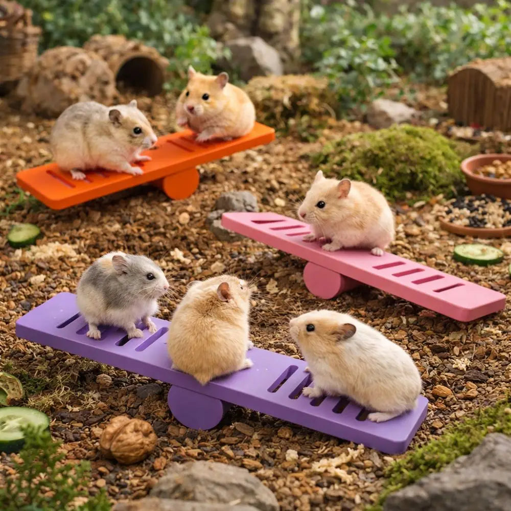Pet Exercise Toy Plastic Hamster Seesaw Toy Colorful Creative Rodents Seesaw Puzzle Pet Cage Toy Pet Sport Exercise
