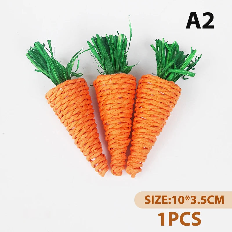 Corn and Carrot Woven Chew Balls for Hamsters for hamsters, rabbits, gerbils, and mice from Burrowly small pet supplies.