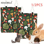 Kemorela 1/2pcs Rabbit Hay Feeder Bag with 2 Holes Guinea Pig Hanging Hay for Burrowly bowls & bottles and small pet care.