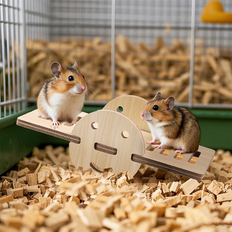Pet Hamster Toys Wooden Bridge Seesaw Swing Toys Small Animal Activity