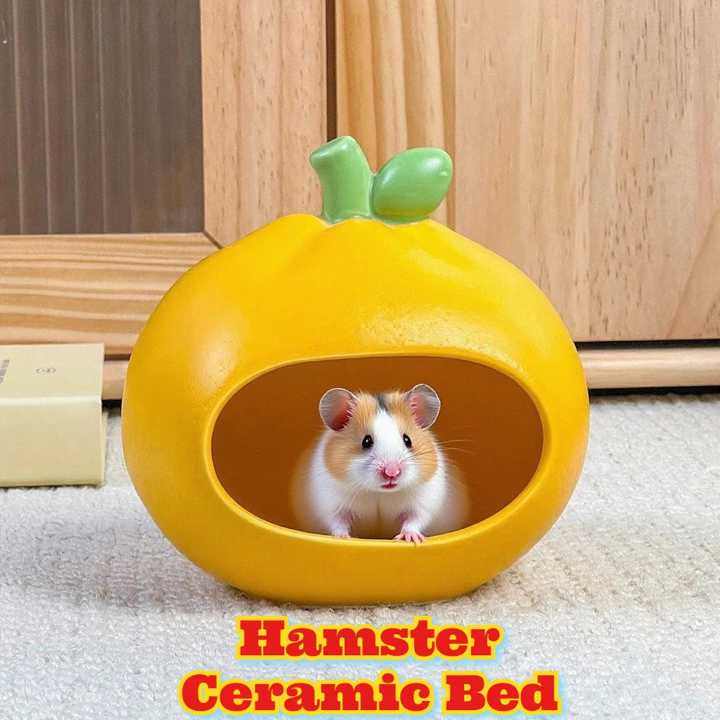 Cute Fruit Shape Ceramic Hamster House Summer Cooling Ice Room Small Pet for Burrowly cozy hides and small pet care.