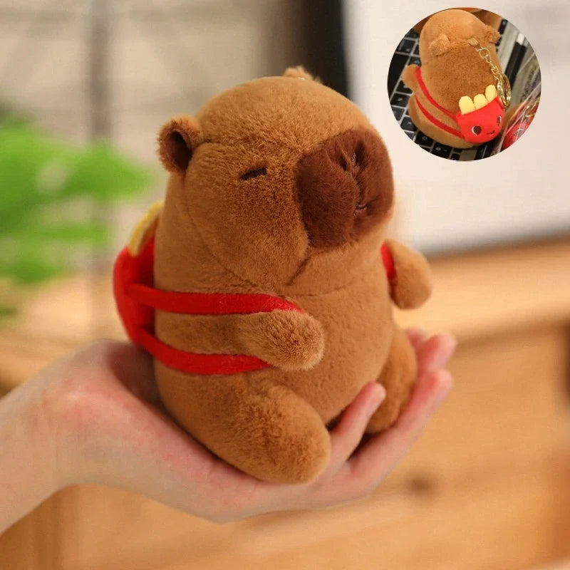 Cute Capybara Plush Toy with Hat Simulation Capybara Cosplay Crab Rabbit Cat Doll Small Size Stuffed Animals Bag Pendant Gift
